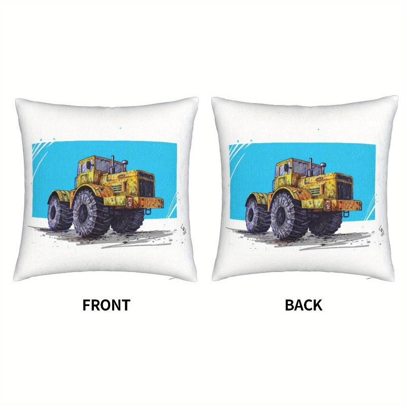 Short Plush Vintage Kirovets Tractor Pillowcase 18x18 Inch Double Sided Printed Farmhouse Decor Cushion Cover Zipper
