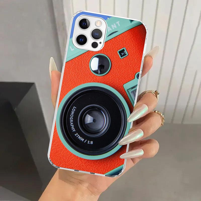 Fashion Classic Camera Lens Phone Case for Iphone 16 15 14 13 12 Mini 11 Pro Max 16E X XS XR 7 Plus 8 SE 2020 Soft Funda Print S