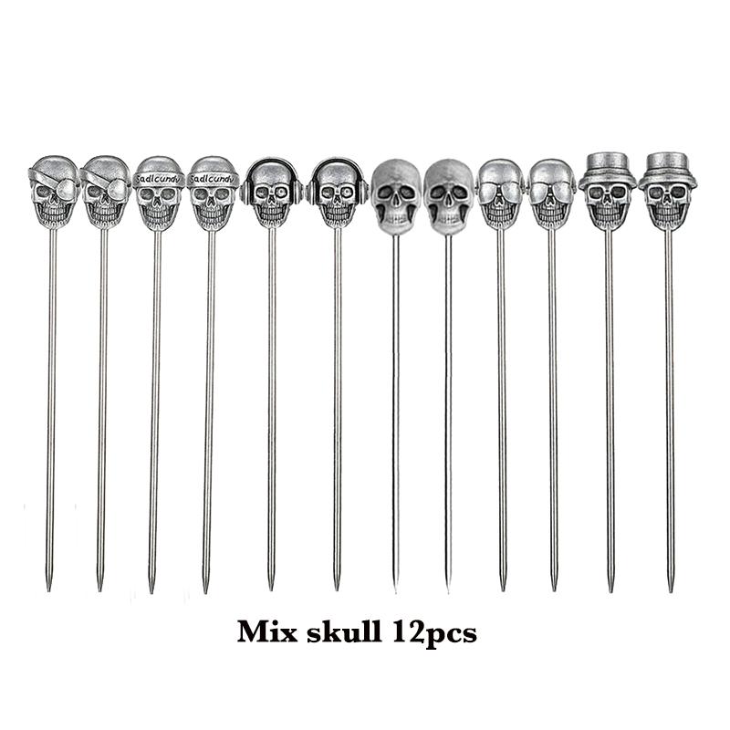 

12PCS Cocktail Stick Cocktail Pick Skull Shape Horse Shape Martini Cocktail Drink Pin Fruit Pick, Set of 12
