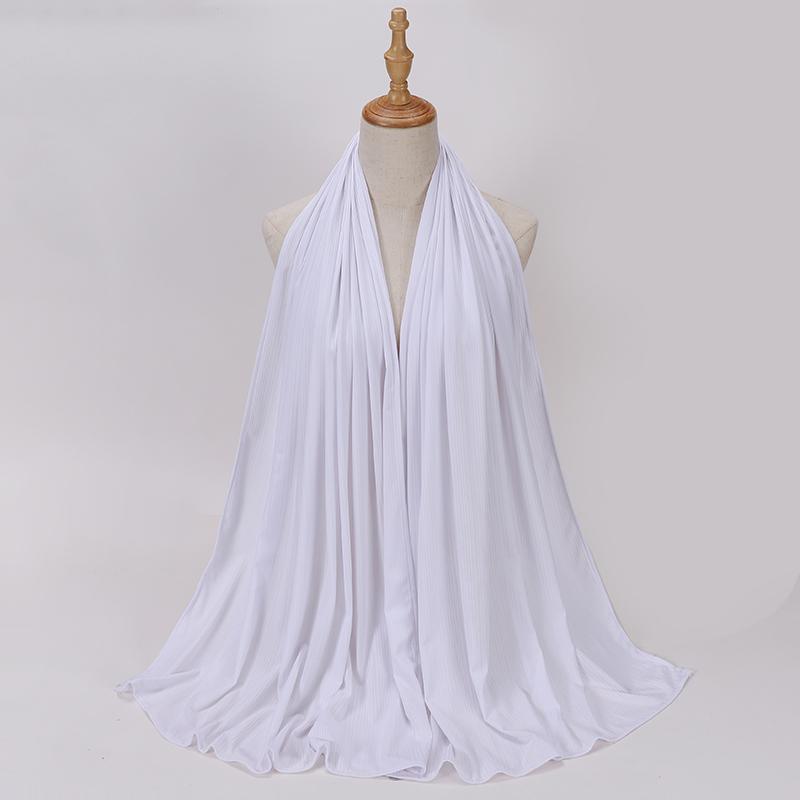 Muslim Knitted Jersey Pleated Hijab Shawls Scarf Solid Color Head Wraps Soft Hijabs Ladies Scarves