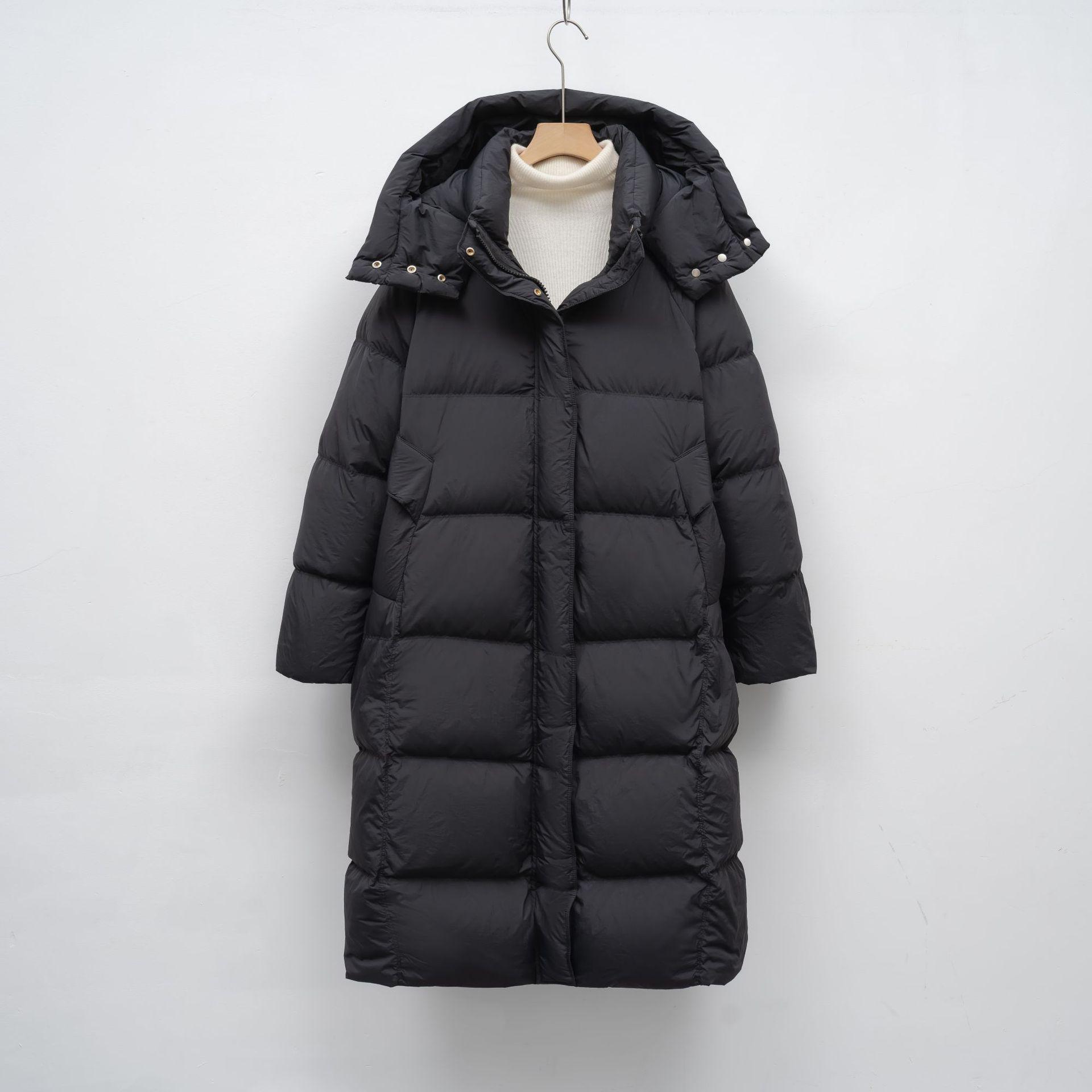 

Зимняя куртка средней и длинной длины в Корейском стиле с капюшоном, повседневная куртка из белого утиного пуха, теплая женская куртка-пуховик L