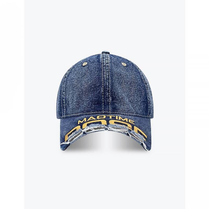 Denim Distressed Baseball Cap For Streetwear And Casual Style Protection Sun