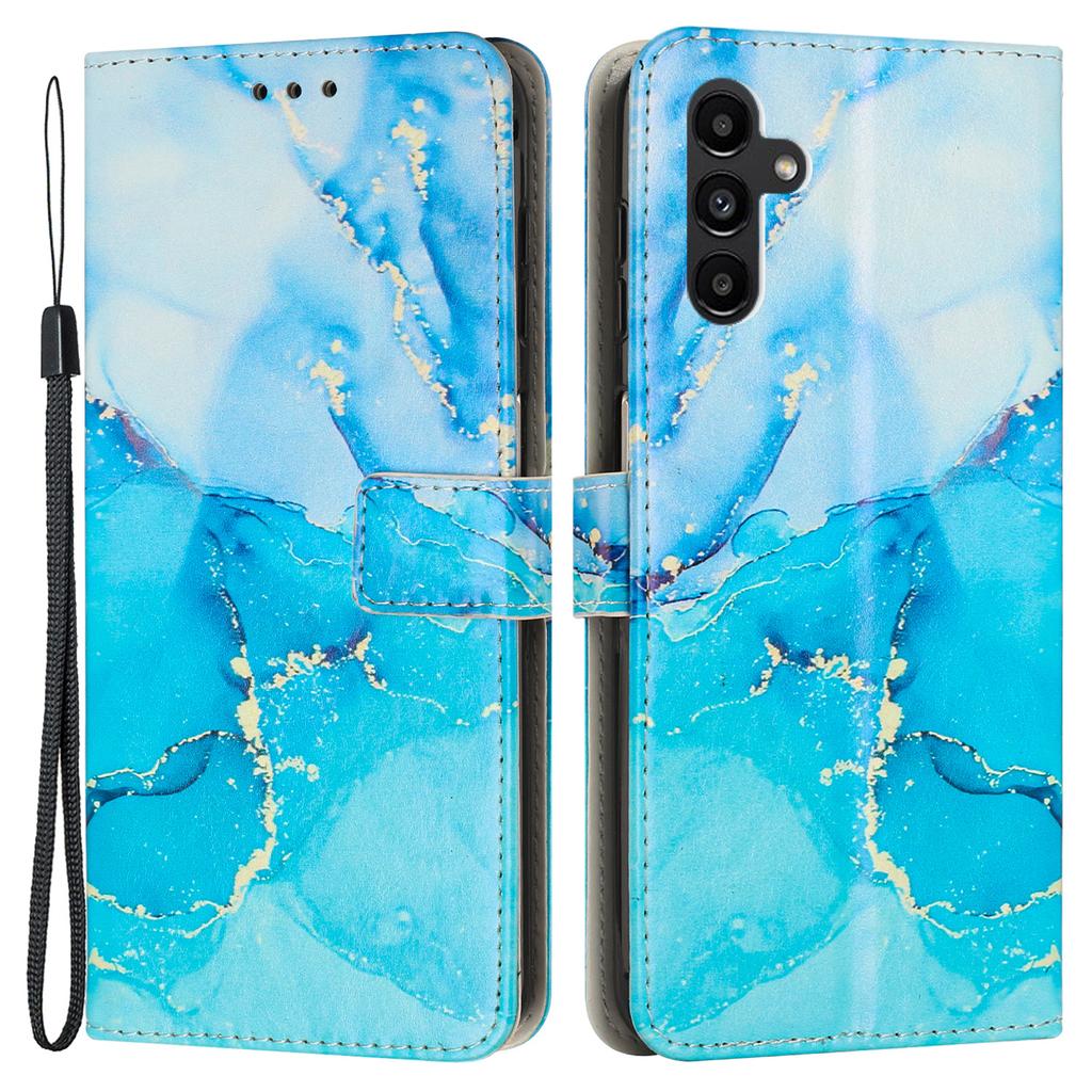 For Samsung Galaxy A54 5G Marble Pattern Phone Stand Case PU Leather Wallet Smartphone Cover with Strap