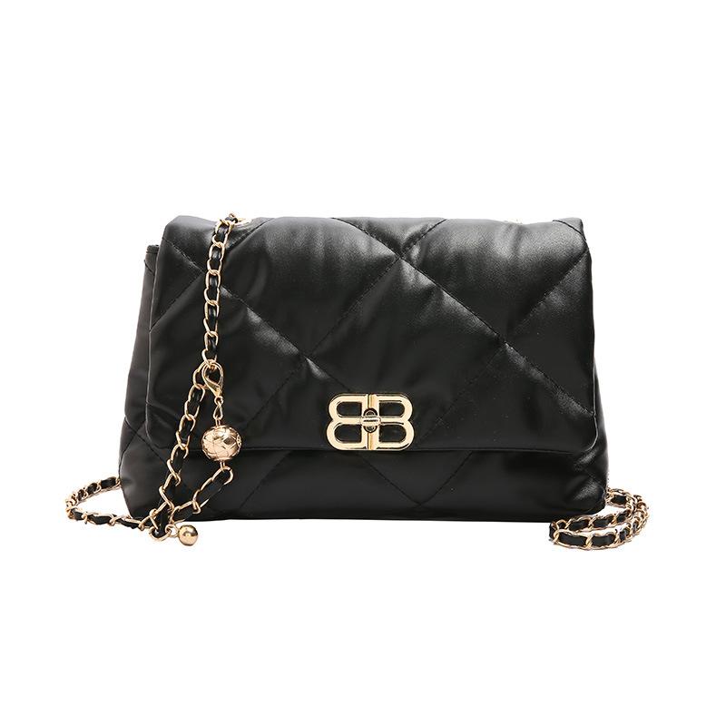 

Фактурная сумка-цепочка с ромбами, женская, весна-лето 2024, новая модная сумка через плечо для поездок на работу, текстурированная сумка-мессенджер чёрный