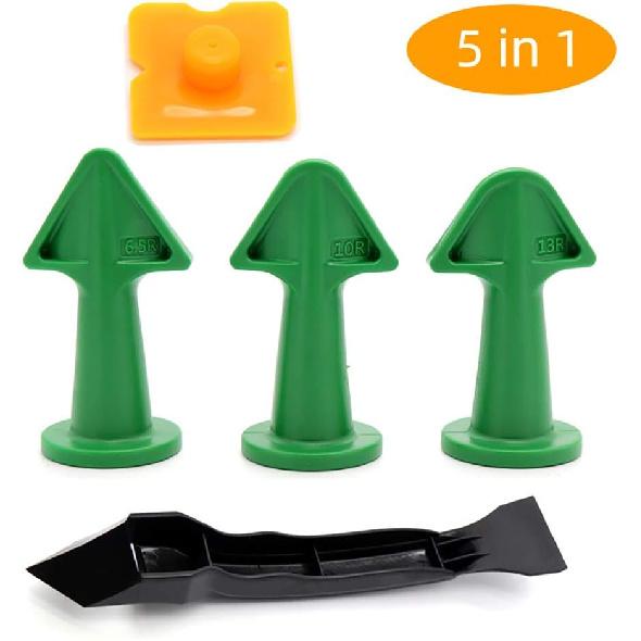 Caulking Tool Kit with Plastic Shovel Scraper 3 Different Size Nozzles for Kitchen Bathroom Floor Sealant Caulk Window Sink Joint