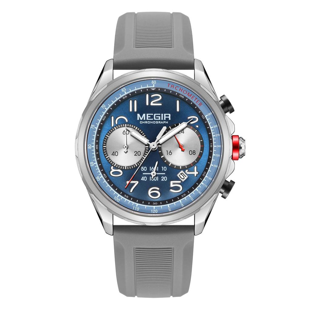 MEGIR Men Watches Luxury Quartz Wristwatch Waterproof Men's Sports Chronograph Silicone Strap Clock Relogio Masculino 2230