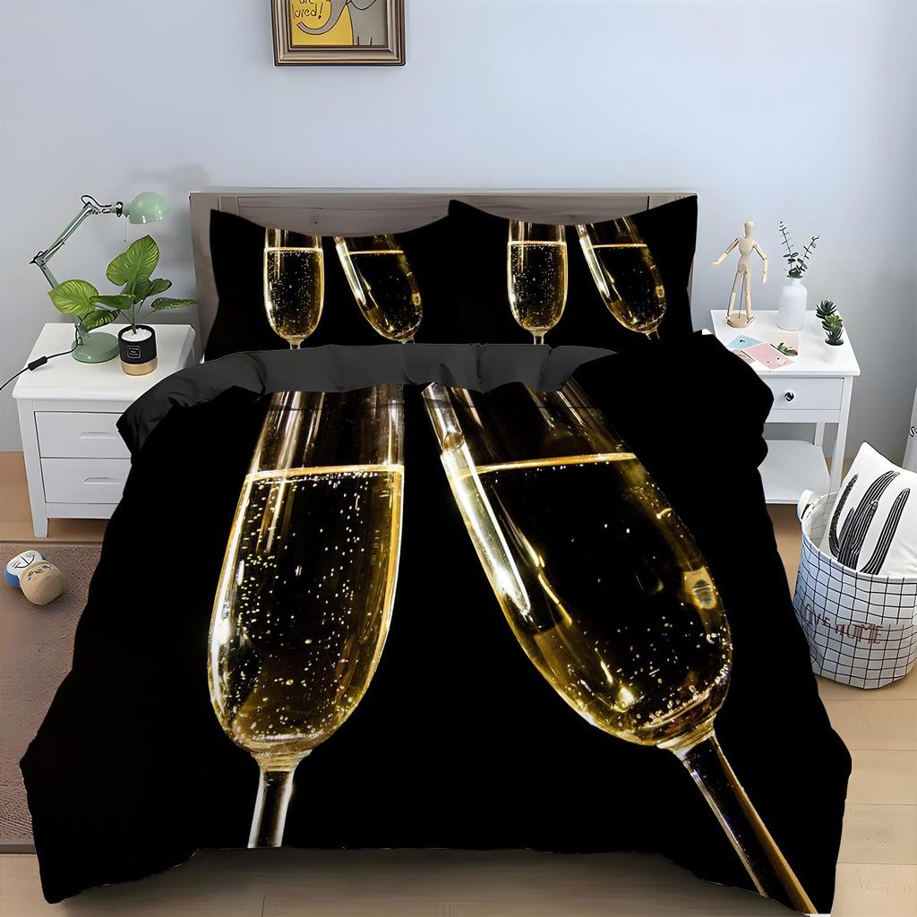 Wine Glass Duvet Covers for Adults Queen Lightweight Down Quilt Covers Romantic Style Bedspread Cover Bedroom Decor No Comforter