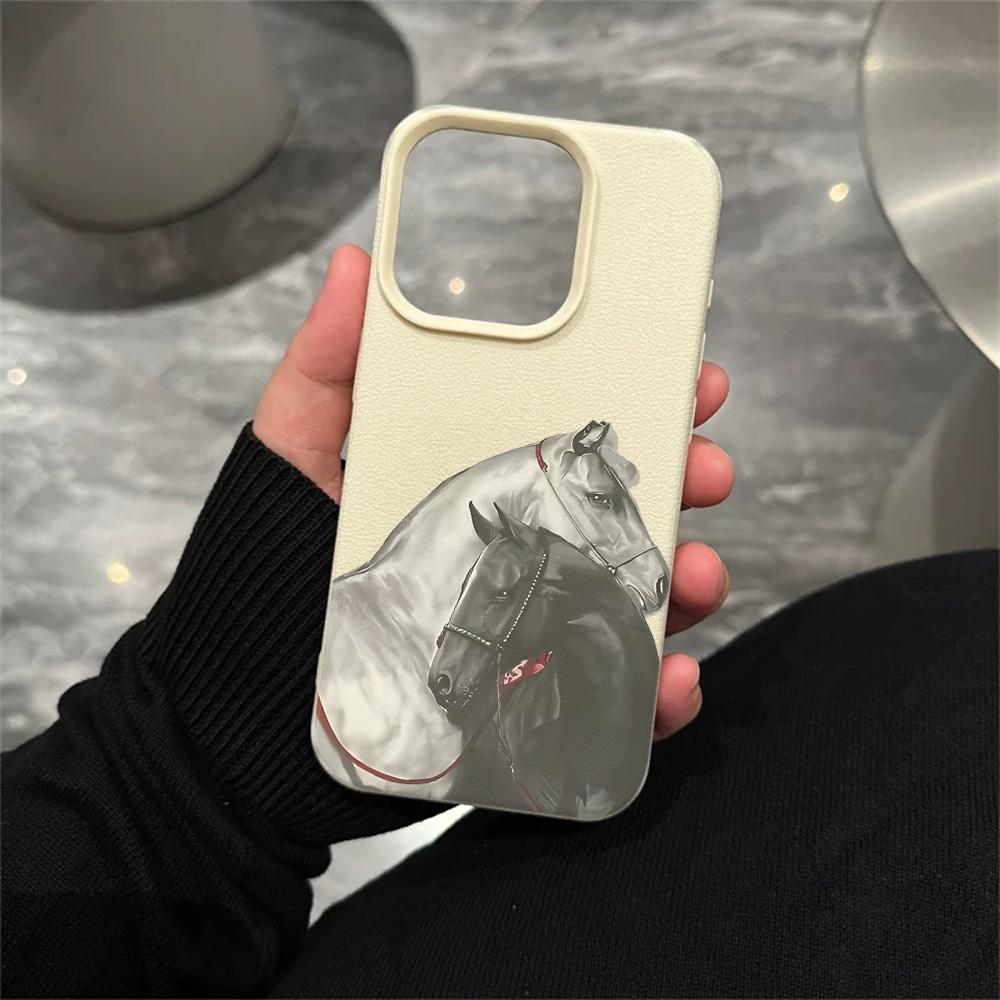 Ультратонкий Роскошный Чехол Для Телефона Samsung A07 A16 A34 A36 A53 A55 A17 A26 S26 Прочный Чехол с Двумя Лошадьми, Прислонившимися Друг к Другу Samsung A05S