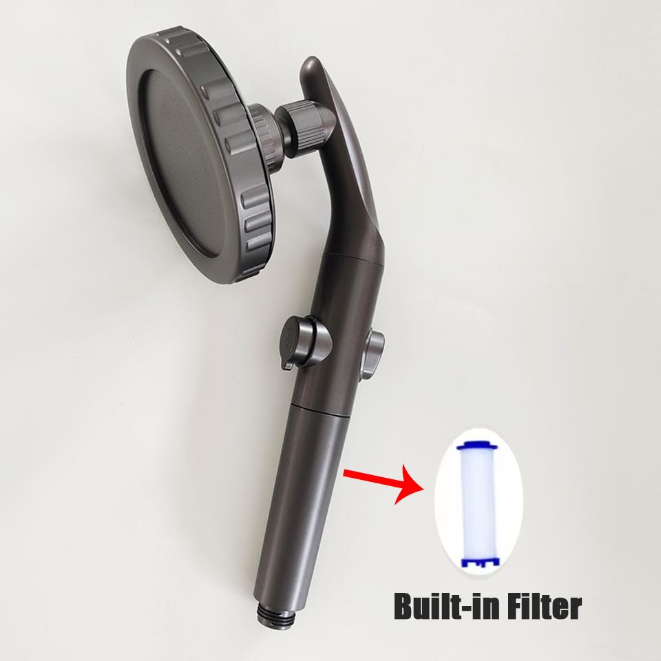 Big Panel High Pressure Large Flow Shower Head With Stop Water Button Silver Massage Abs Spray Nozzle Rainfall Bathroom Shower