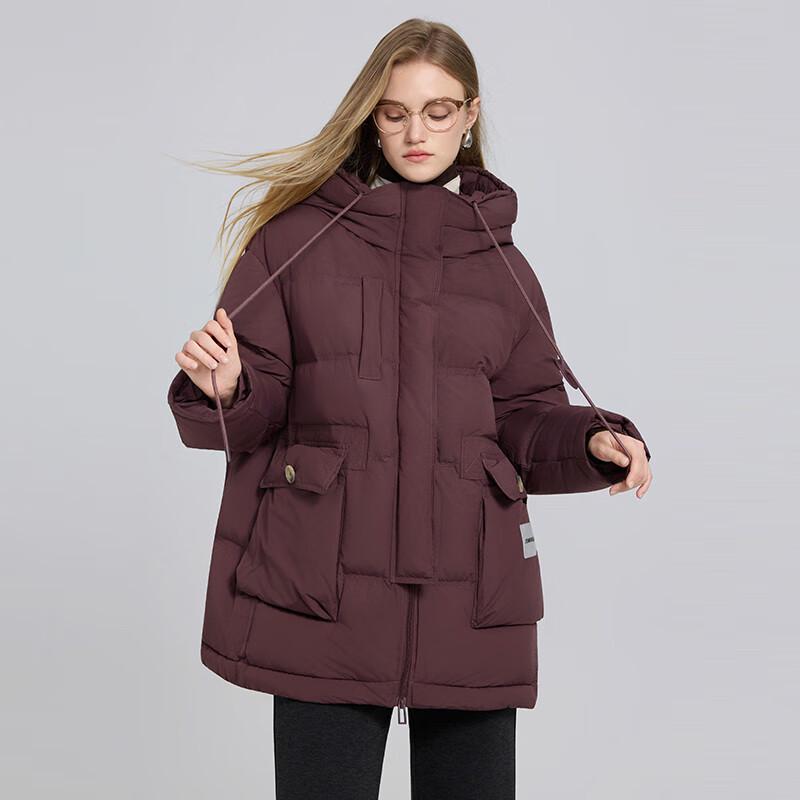 She Tu Women's Thickened Hooded Mid-Length Down Jacket