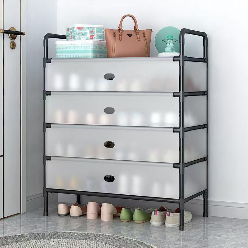 Sturdy Dustproof Multi-Layer Shoe Rack: Durable, Thickened, Large Capacity Storage Cabinet for Dorm or Rental Room.
