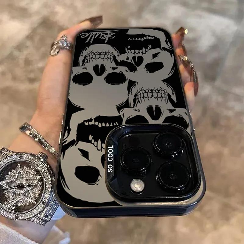 Four Spooky Skull Pattern Cover For  Redmi Note 13 12 11S 11 10S 10 Pro Plus Redmi 13 12C 10C Shockproof Laser Matte Cover