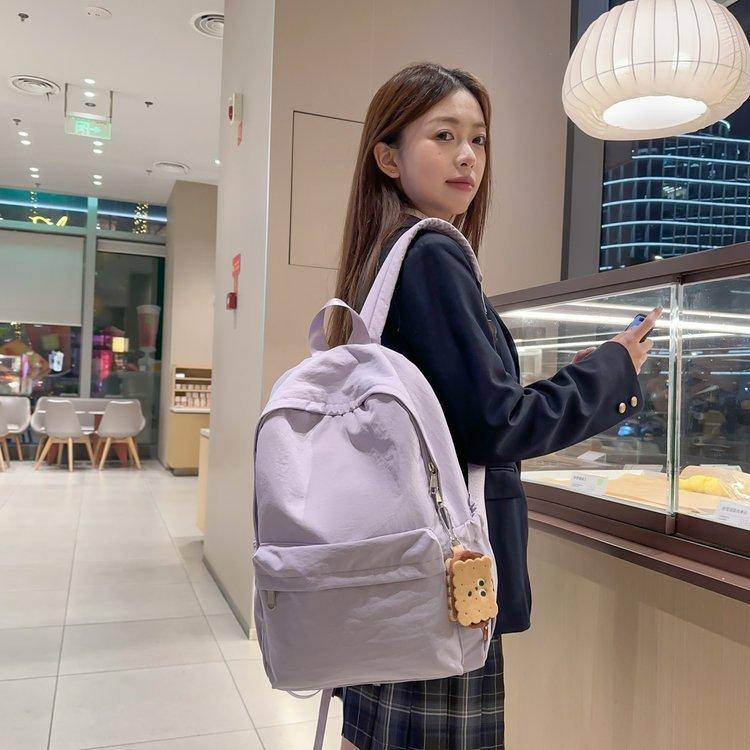 Schoolbag Japanese ins style campus solid color light leisure large capacity simple versatile schoolbag junior high school student backpack