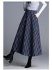 Chic High-Waisted Plaid A-Line Skirt - 2025 Autumn/Winter, Long Length, Women's Cozy Fashion