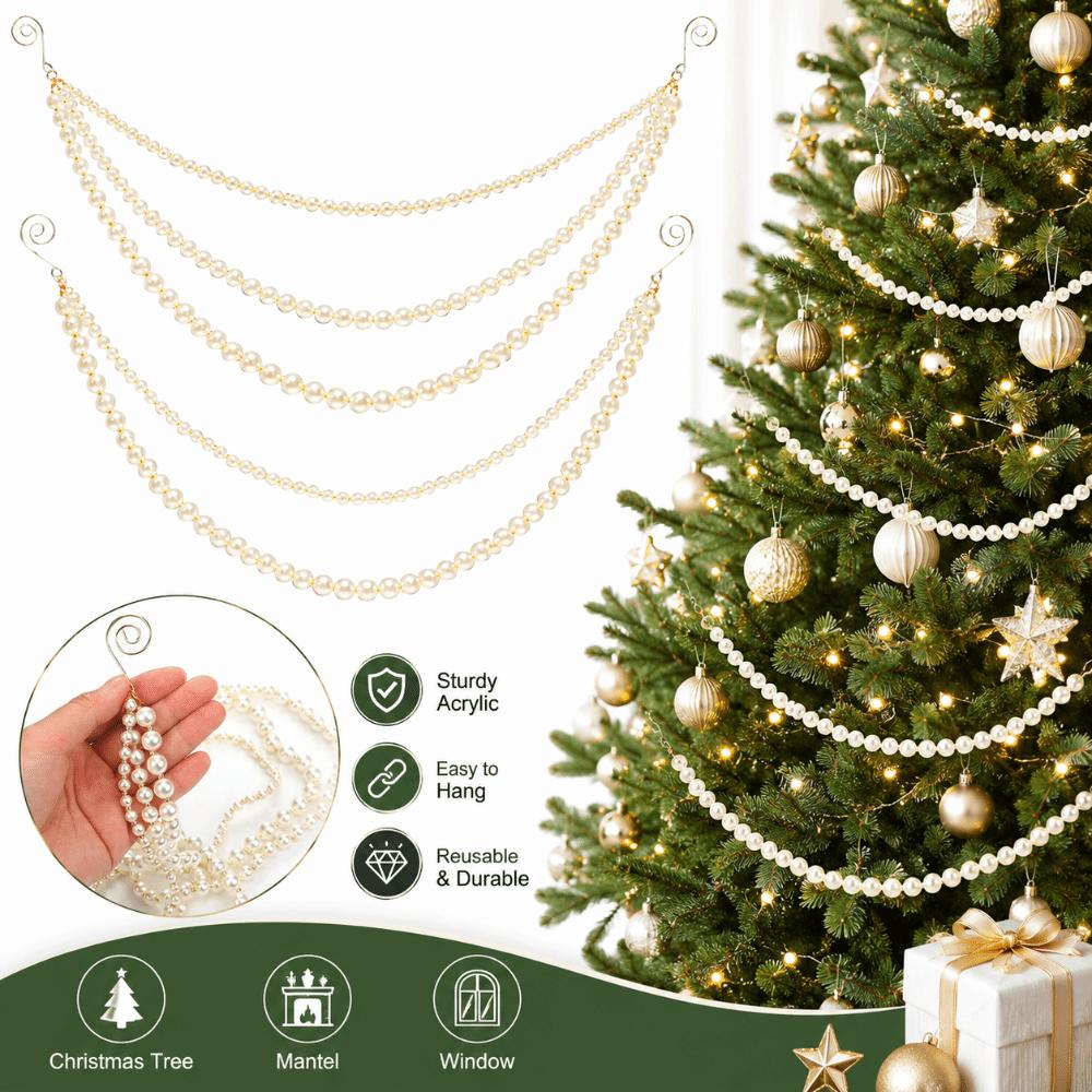 40-54cm Length Bead Chain Decorations Acrylic Beads Pearl Christmas Garlands  Window Atmosphere