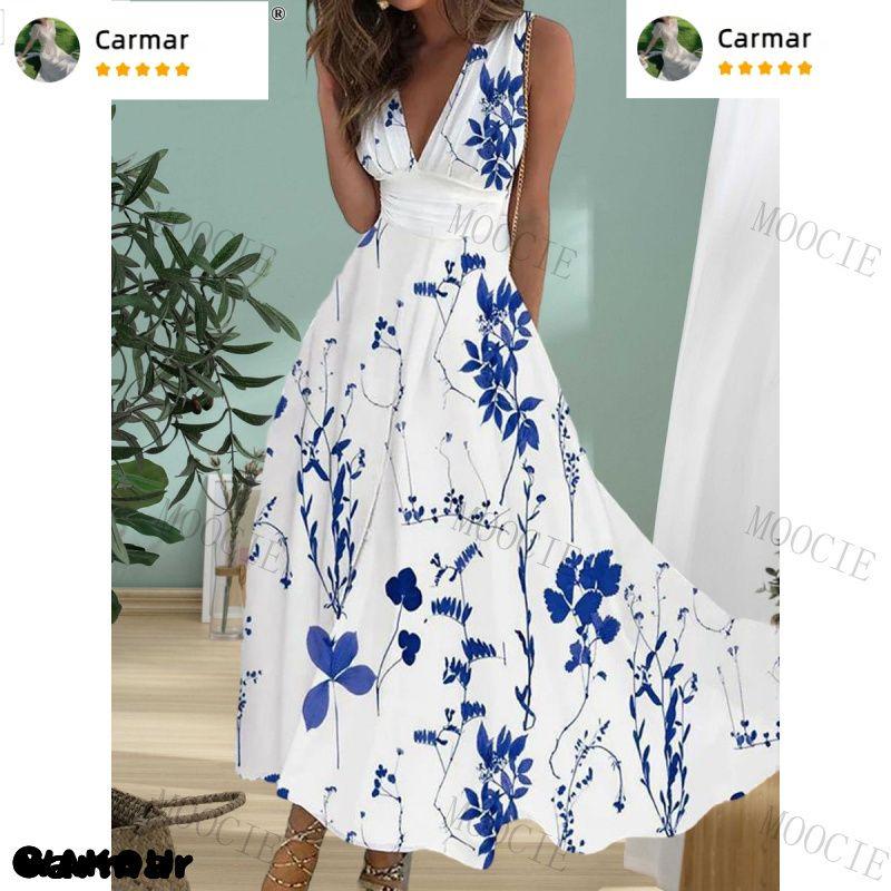 Women's Long Dress Maxi Dress Casual Dress Swing Dress A Line Dress Floral Fashion Streetwear Outdoor Daily Date Print Sleeveless V Neck Dress