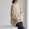French Gentle Style Hollow Long-sleeved Sweater Women's Winter Lazy Style Loose Thick Sweater Trend