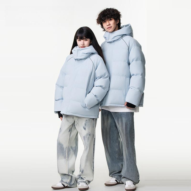 Bavlněné oblečení pro muže a ženy se stejným odstavcem Zimní zateplená teplá bavlněná bunda s kapucí Vodotěsná Volný pár Odstavec Bavlněná bunda Pánská