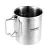 Pot en acier inoxydable de 750ml, tasse à eau Portable avec couvercle et poignée pliable, cuisine de Camping en plein air pique-nique