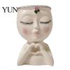 Cute Gardening Gifts for Women Face Planter Pot, Resin Head Vase Succulents Flowers, Decorative Flower Hanging Plant Display Pot Unique Indoor Bedroom