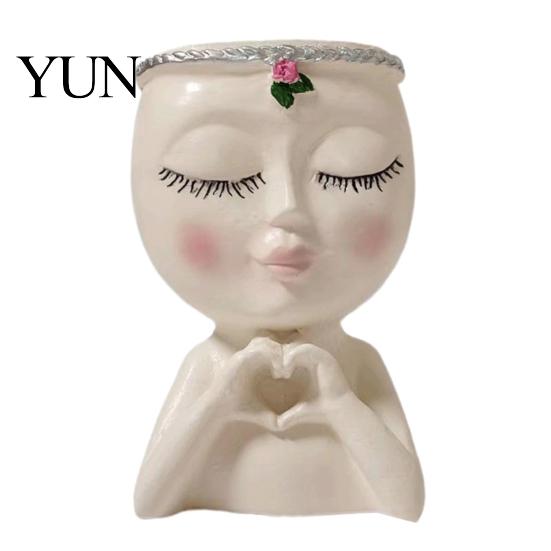 Cute Gardening Gifts for Women Face Planter Pot, Resin Head Vase Succulents Flowers, Decorative Flower Hanging Plant Display Pot Unique Indoor Bedroom