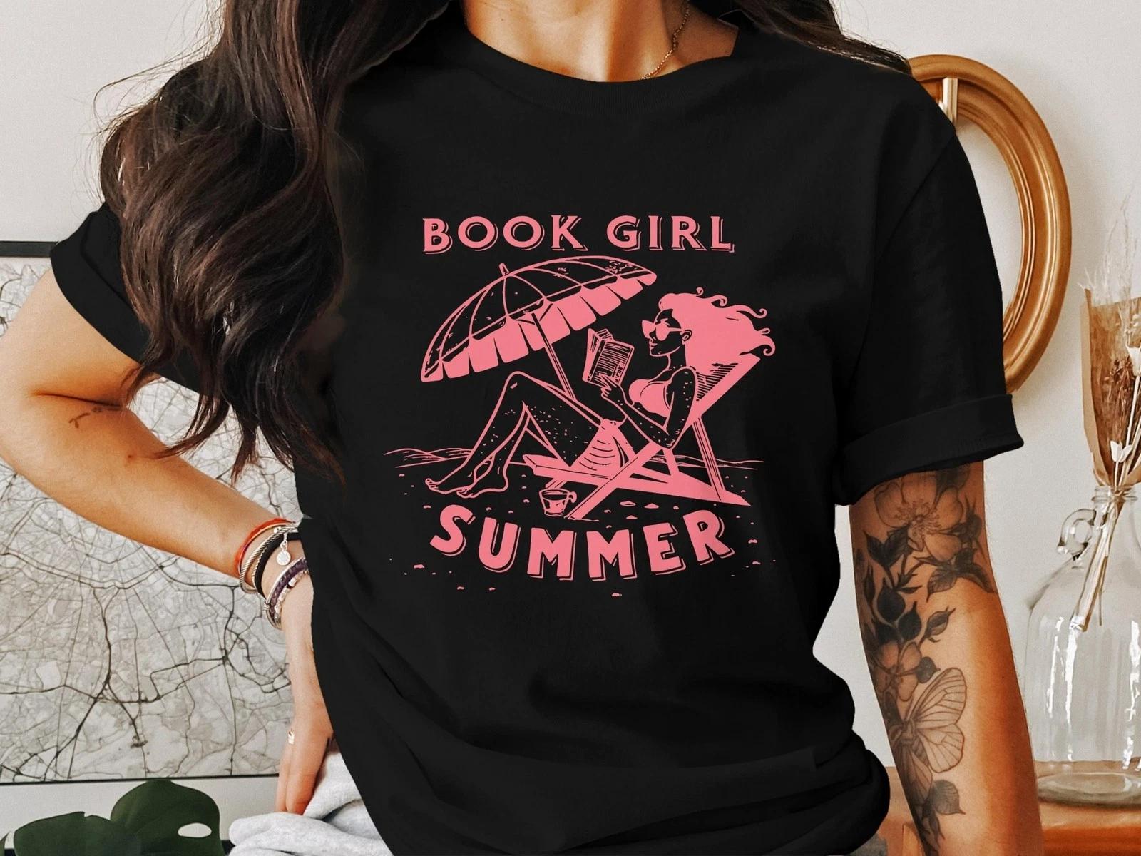 Book Girl Summer T-Shirt, Cute Reading Tee for Book Lovers & Summer Vibes 2XL