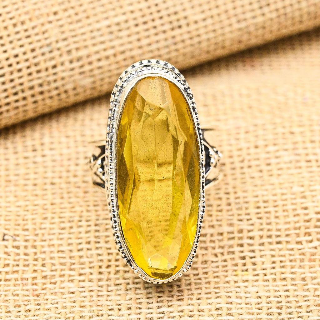 Citrine Gemstone Handmade 925 Sterling Silver Vintage Jewelry For Gift Ring
