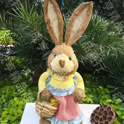 Pastoral Party Supplies Easter Party Home Garden Gift Standing Rabbits 35cm Straw Rabbit Rabbit Decoration Bunny Decorations