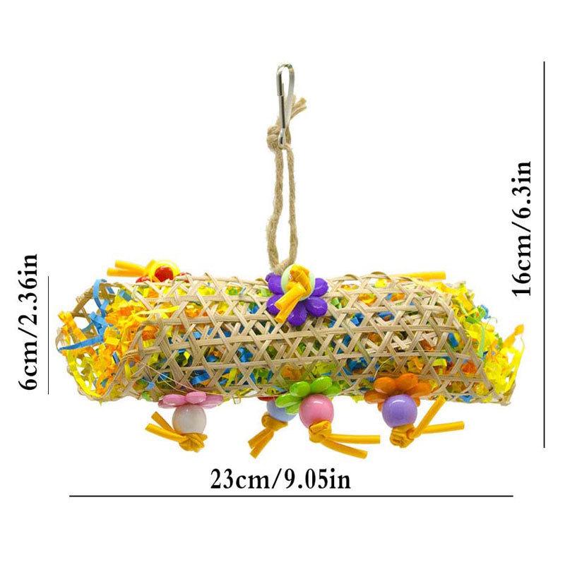 3-Piece Parrot Chew Toy Set: Rattan Ball, Paper Strips & Loofah Shredder.