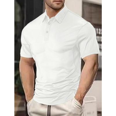 Mens Casual Solid Color Short Sleeve Polo Shirt