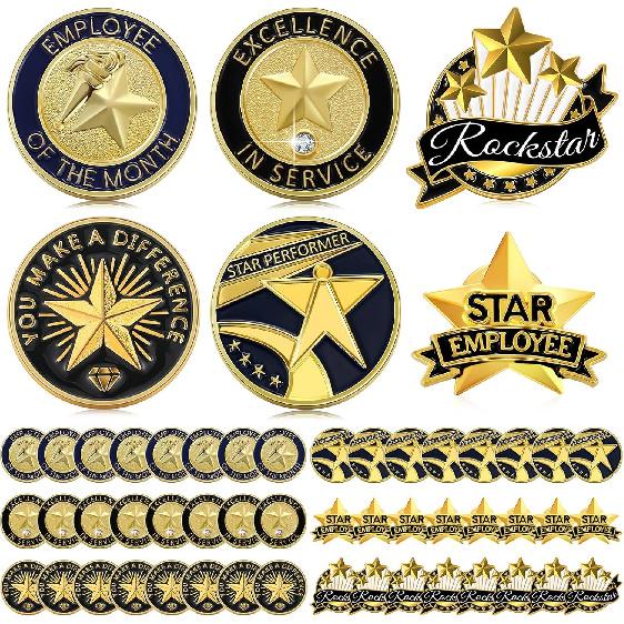 Zeyune 48 Pcs Recognition P Employee of The Month Lapel Pin 3/4 Inch Employee Appreciation P Team Gift for Award Employees Staff Bulk(Reward Style)