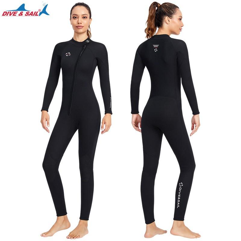 3mm Diving Suit Men's One-piece Warm Surfing Women's Long Sleeve Protection Swimsuit Pants