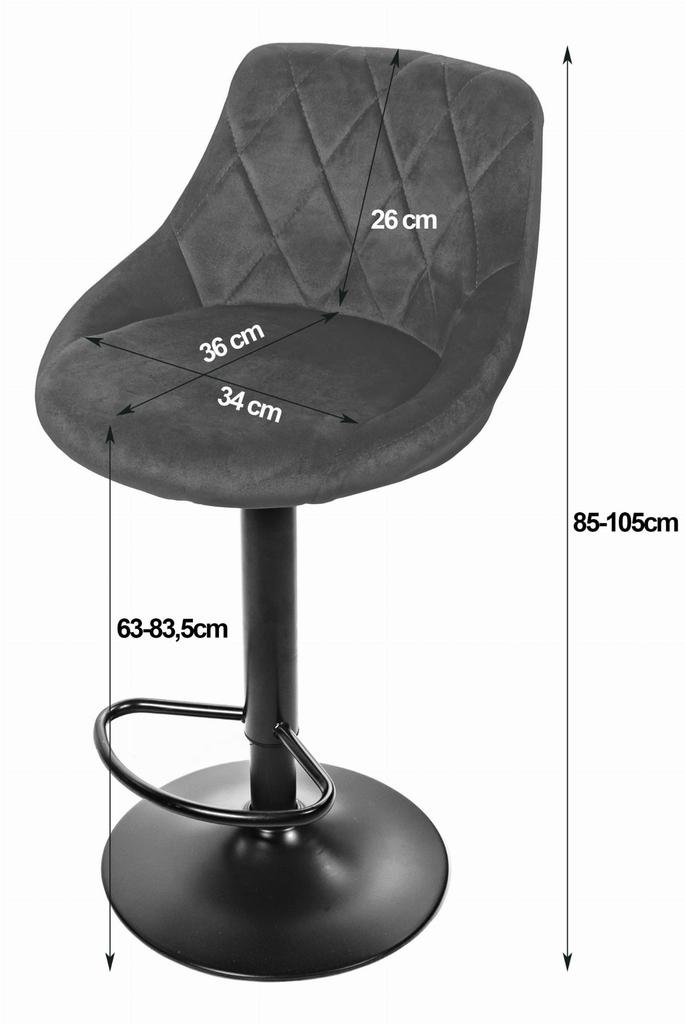 KAST stool - black velvet / black base x 2