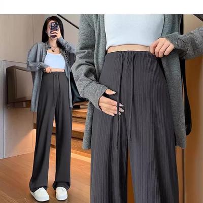 Pantaloni de maternitate petite 2024: Îmbrăcăminte de primăvară/toamnă, Fără suport pentru burtă, Șnur, Picior drept/larg, Pantaloni lungi