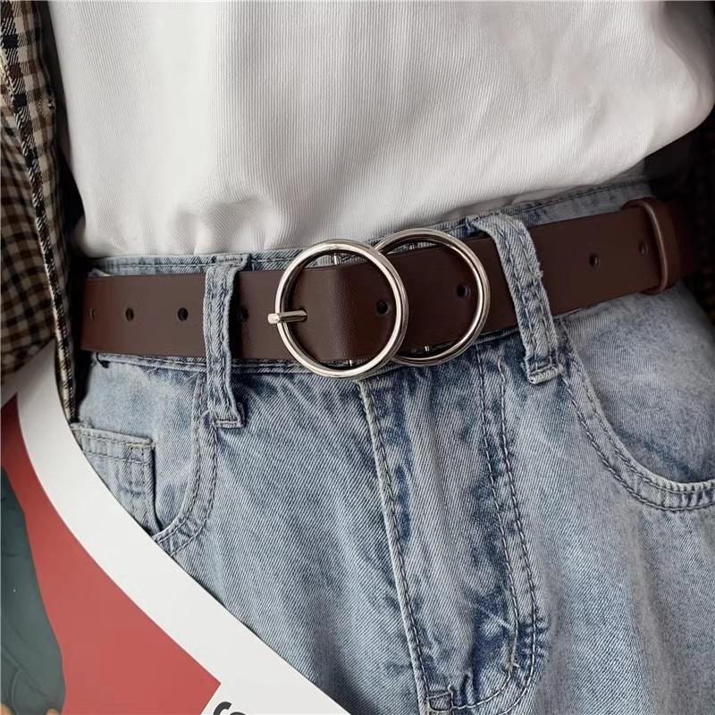 Belt Women'S Decorative Waist With Dress Suit Belt Student Belt Tide Round Buckle