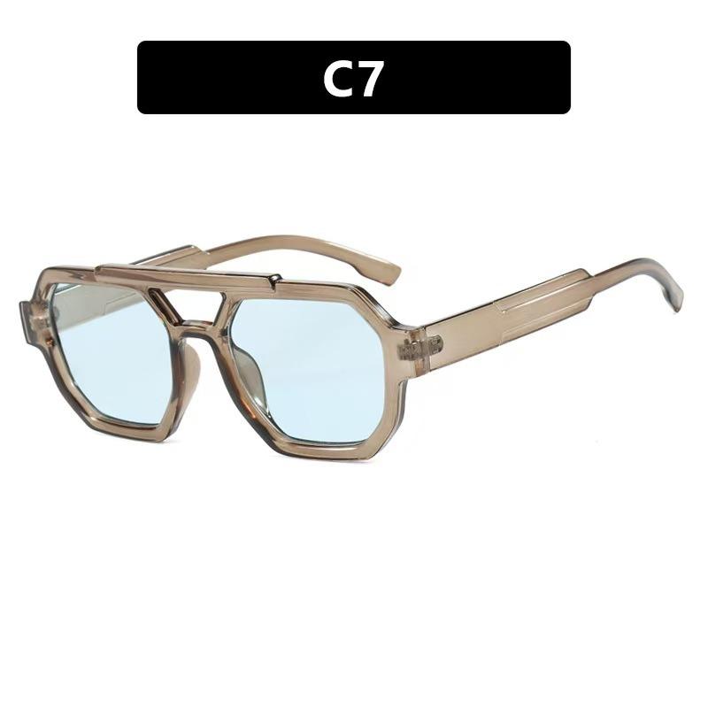 Vintage Men Double Bridges Polygon Square Sunglasses Fashion Women Luxury Designer Eyewear Men Glasses UV400