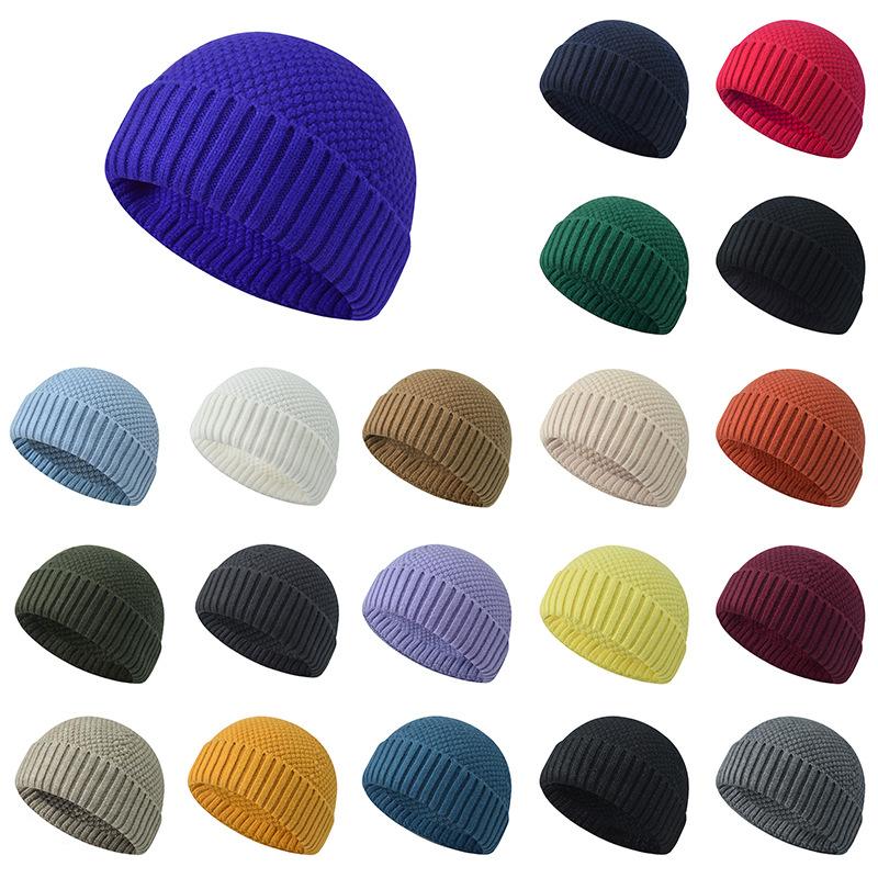 Autumn/Winter Short Knitted Wool Beanie Unisex Warm Pull-Over Beanie Sailor Cap