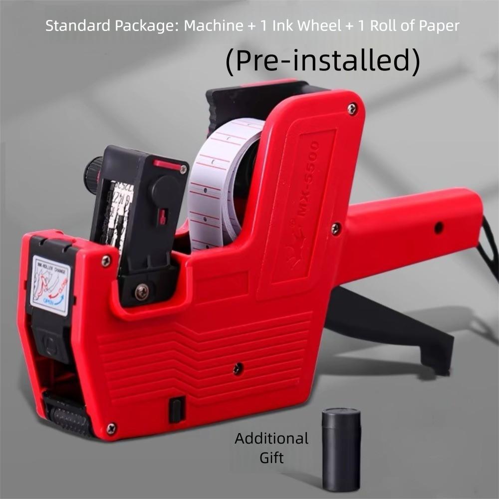 1 Roll Labels + 1 Ink Digital Tag Printer MX-5500 8 Digits Display Handheld Labeler Supermarket Office Price Label Printer