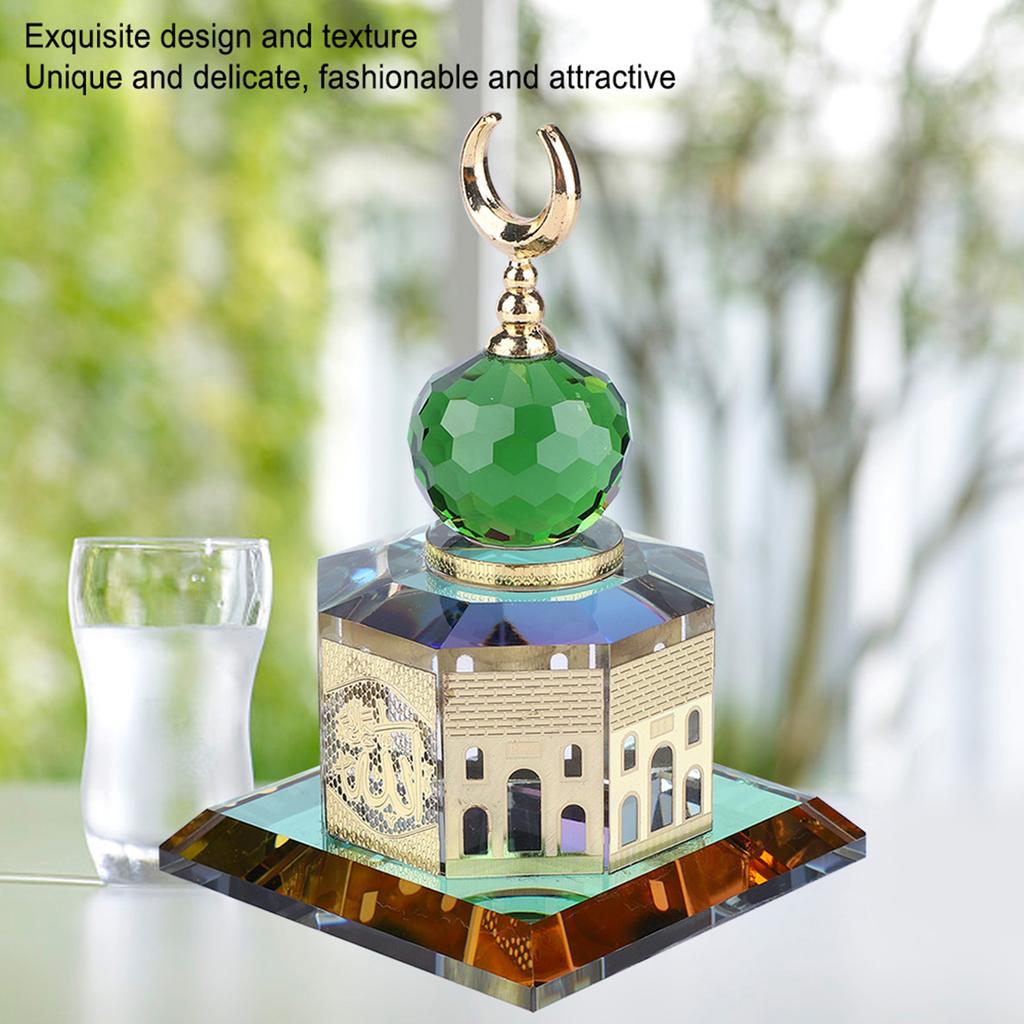 Muslim Crystal Gilded al aqsa Mosque Miniature Model Islamic Building Gift Home Decoration