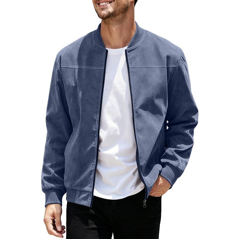Hot Sale Men's Suede Jacket Autumn and Winter Fashion Casual Zip Cardigan Long Sleeve Baseball Jacket