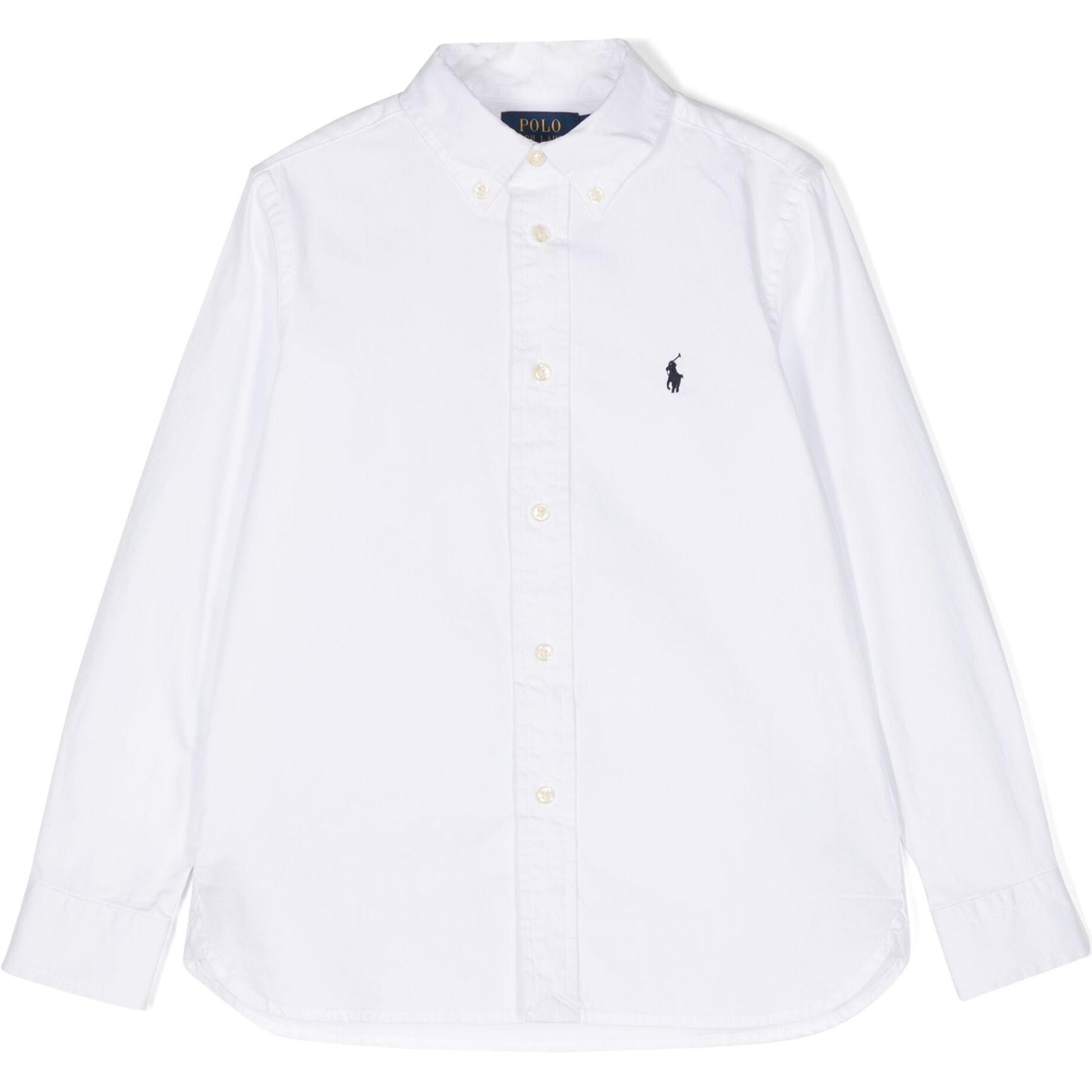 

Polo Ralph Lauren Logo Вышитый однотонный повседневный длинный рукав рубашка Детские рубашки Белый 323819238001 M