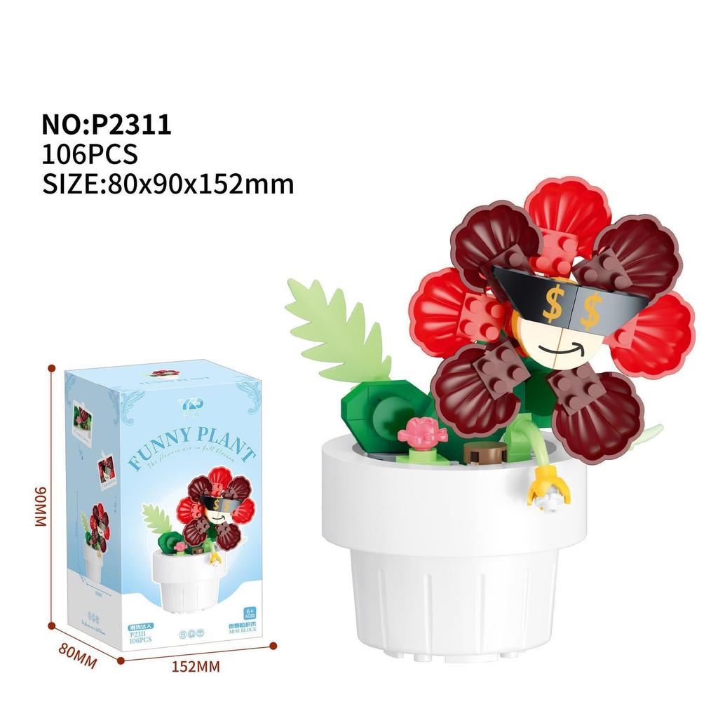 Kytice z květin Bonsai Stavebnice Umělý Plast Rostlinný Prachový Kryt Mikromodel Domácí Dekorace Hračka Pro dítě Dárek k narozeninám