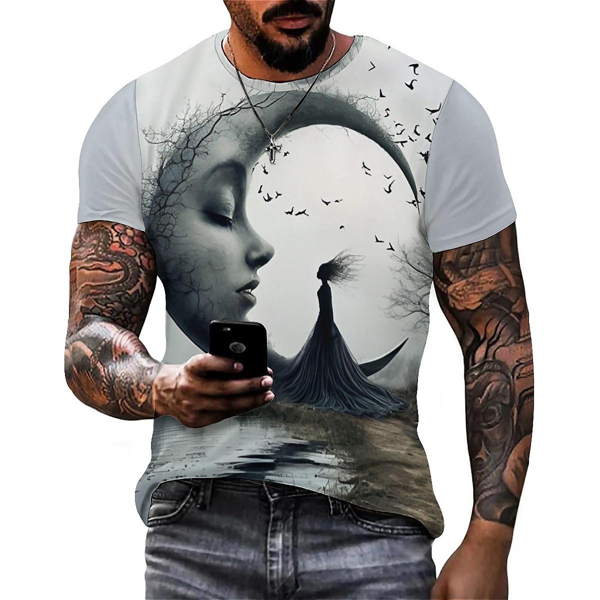 

Loose Crew Neck Top Fashion Printed Short Sleeve Casual T-Shirts Men’s 6XL