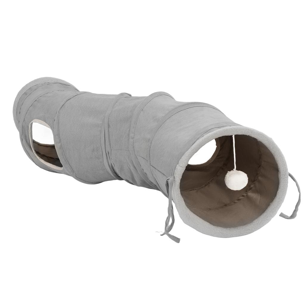 Foldable Cat Tunnel S Shaped Cat Play Tube Toy with Hanging Ball for Rabbits Kittens Puppies and Small Pets