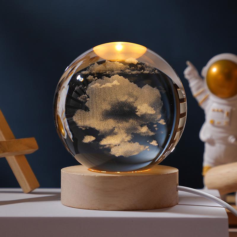 Galaxy Crystal Ball Starry Night Light: Elegant Tabletop Decoration and Perfect Gift for Birthdays or Valentine's Day.