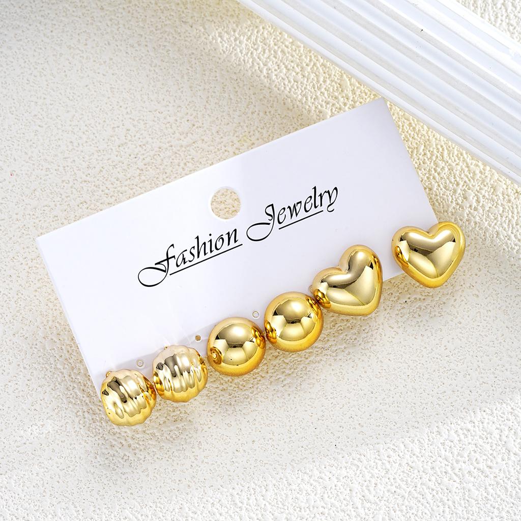 iF ME 3 Paar Modische Halbrunde Liebesdekoration CCB Ohrringe für die tägliche Dekoration von Frauen