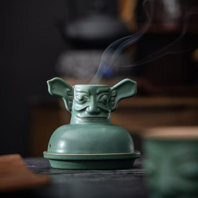 Bronze mask Sanxingdui gift portable travel tea set ceramic merchandise express cup business souvenir