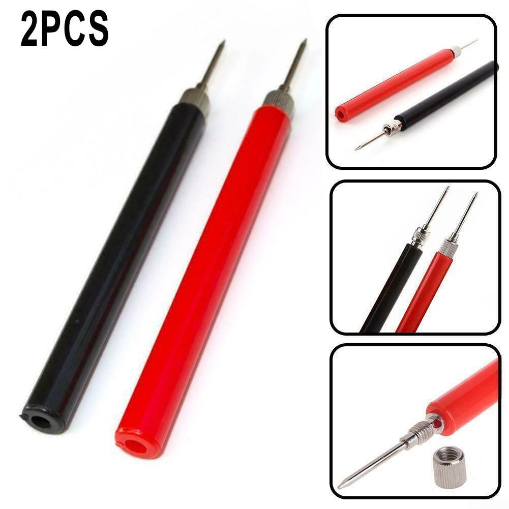 2X Multimeter Spring Test Probe Tip Insulated Test/Hook Wire Connector-128mm