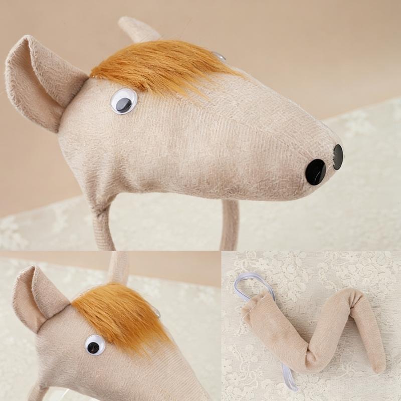 4/5Pcs Horse Costume Accessories 3D Horse Headband,Bowtie,Tutus Skirt Glove Tail Cosplay Halloween Costumes Adult Kid