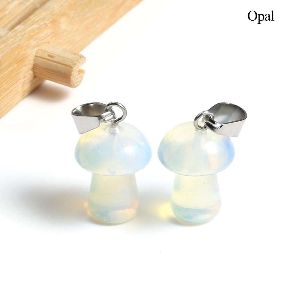 2 Stück, Handgefertigter Anhänger in Pilzform mit Edelstein, Reiki-Heilkristall Quarz Achat Jade Naturstein Anhänger Charms für Schmuckherstellung DIY 1,2×1,6cm
